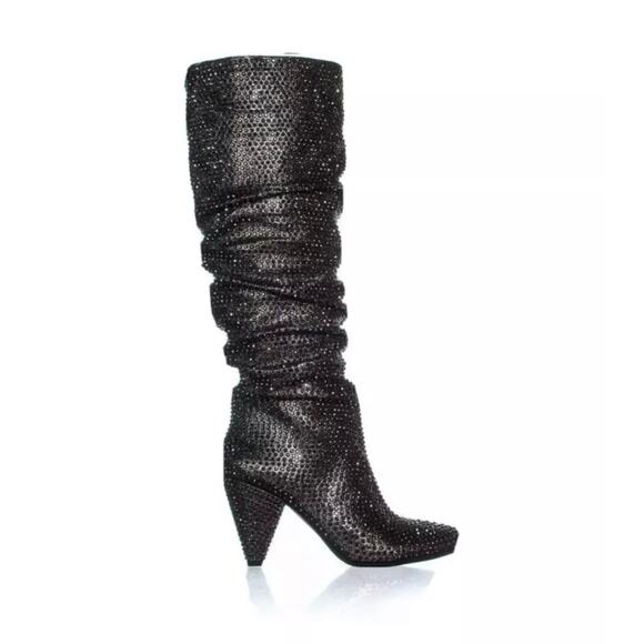 I.N.C NWOB Gerii Black Rhinestone Embellished Almond Toe Slouch Boots size 10 - Picture 1 of 12
